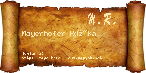 Mayerhofer Réka névjegykártya